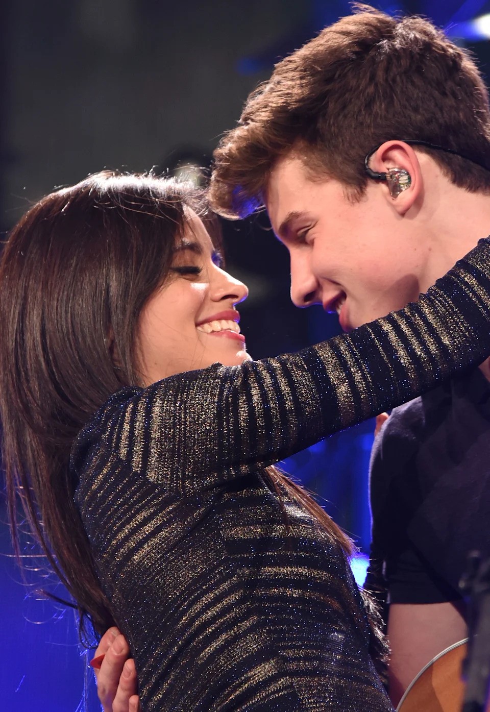 Shawn Mendes and Camila Cabello performing