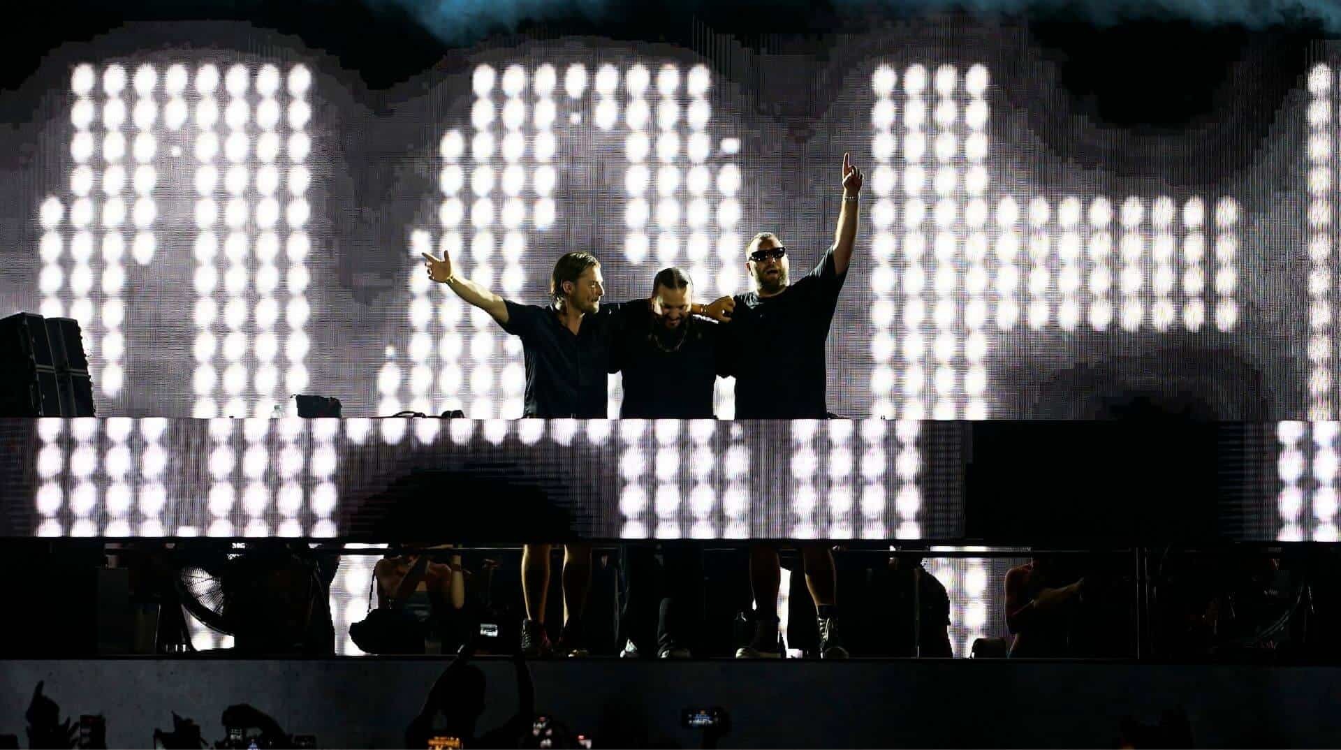 Swedish House Mafia performing at festival