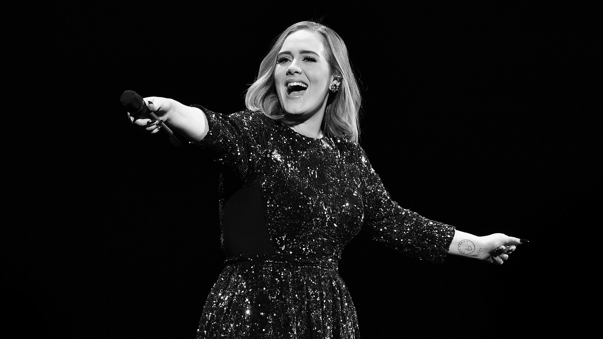 Powerful female vocalist performing soul music on stage